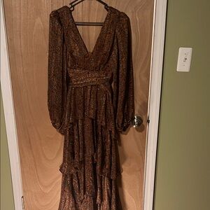 Astr Long Sleeve Brown Floral Dress